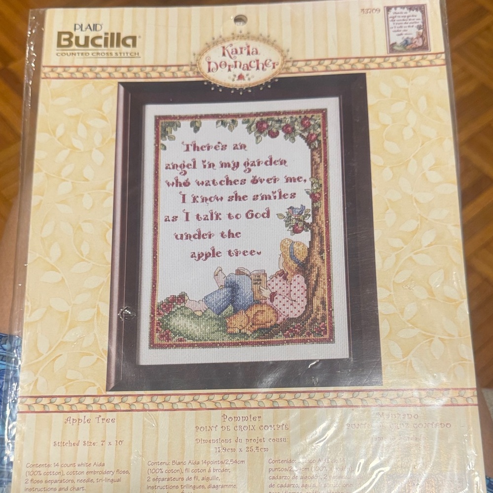 Bucilla Karla Dornacher Angel and Apple Tree Cross Stitch Kit